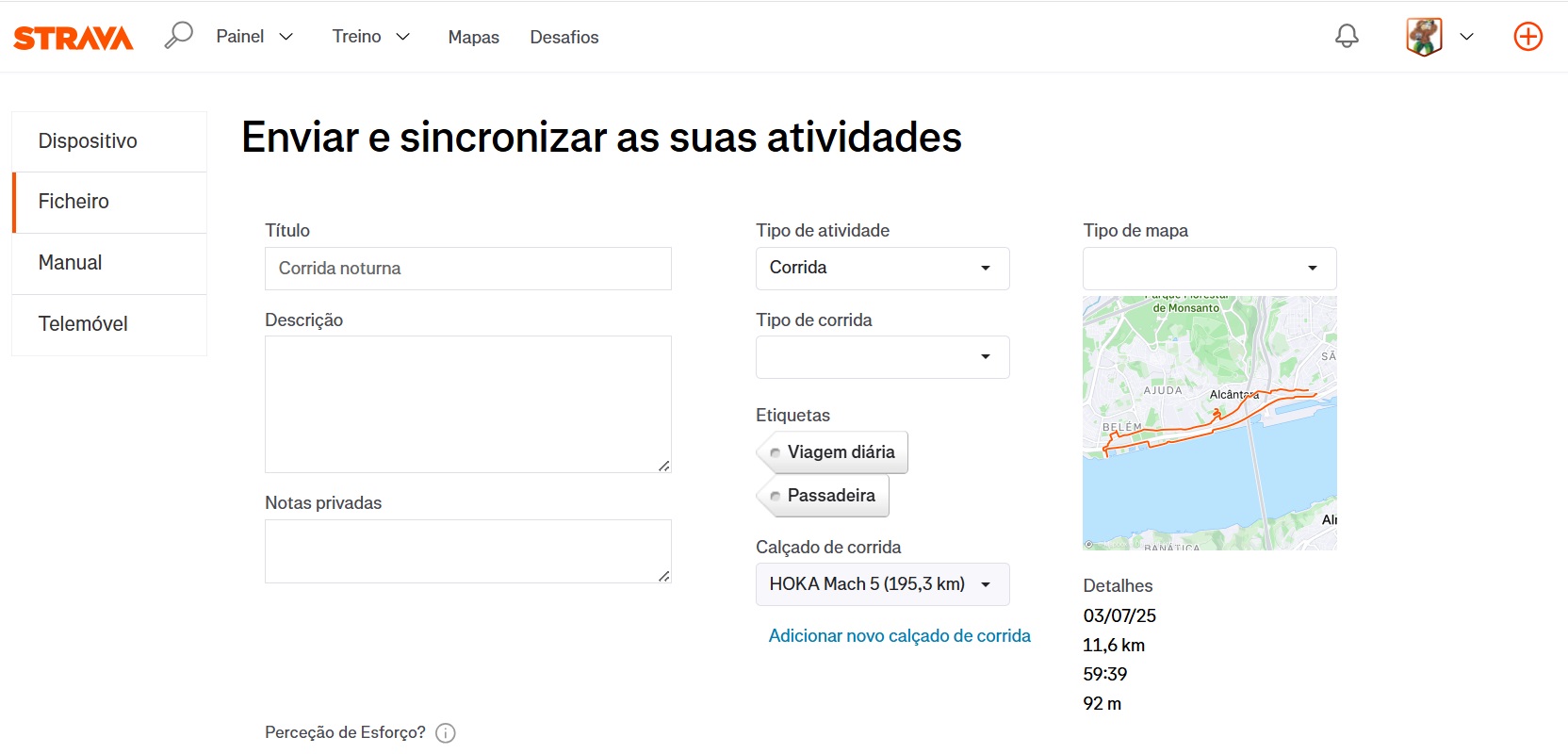 Importação Strava 2